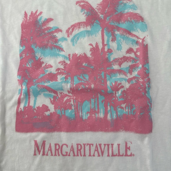 Margaritaville White Tee with Pink Logo - Picture 2 of 3
